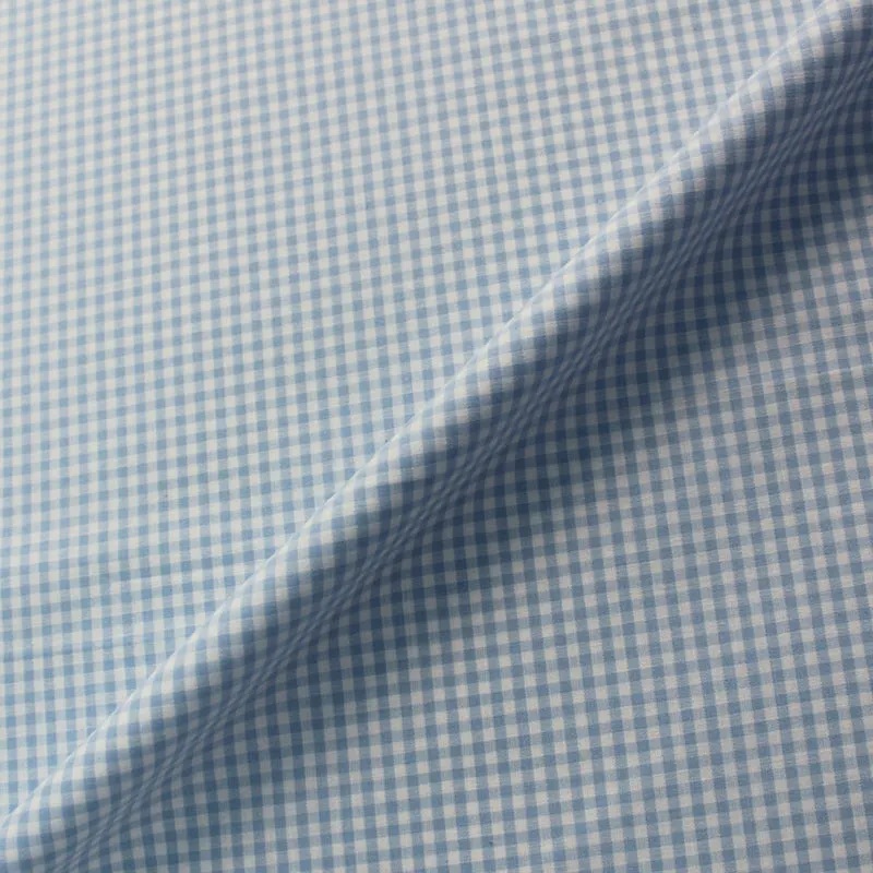 150CM REMNANT Dressmaking Cotton - Mini Gingham - Pale Blue and White