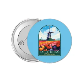 Amsterdam Netherlands Design B Souvenir Small 1-Inch Button Pin 4 Pack