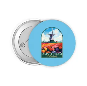 Amsterdam Netherlands Design B Souvenir Small 2-Inch Button Pin 4 Pack