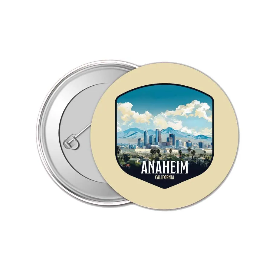 Anaheim California Design A Souvenir Small 1-Inch Button Pin 4 Pack