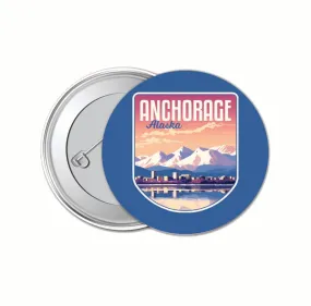 Anchorage Alaska Aesthetic Cityscape Design Souvenir Small 1-Inch Button Pin 4 Pack