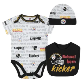 Baby Boys 3-Piece Pittsburgh Steelers Bodysuit, Cap, and Bib Set