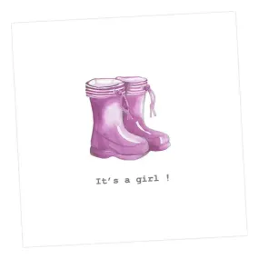 Baby Girl Wellies Card