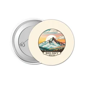 Big Sky Montana mountain Sunset Design Souvenir Small 1-Inch Button Pin 4 Pack