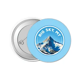 Big Sky Montana Snowy Mountain Design Souvenir Small 1-Inch Button Pin 4 Pack