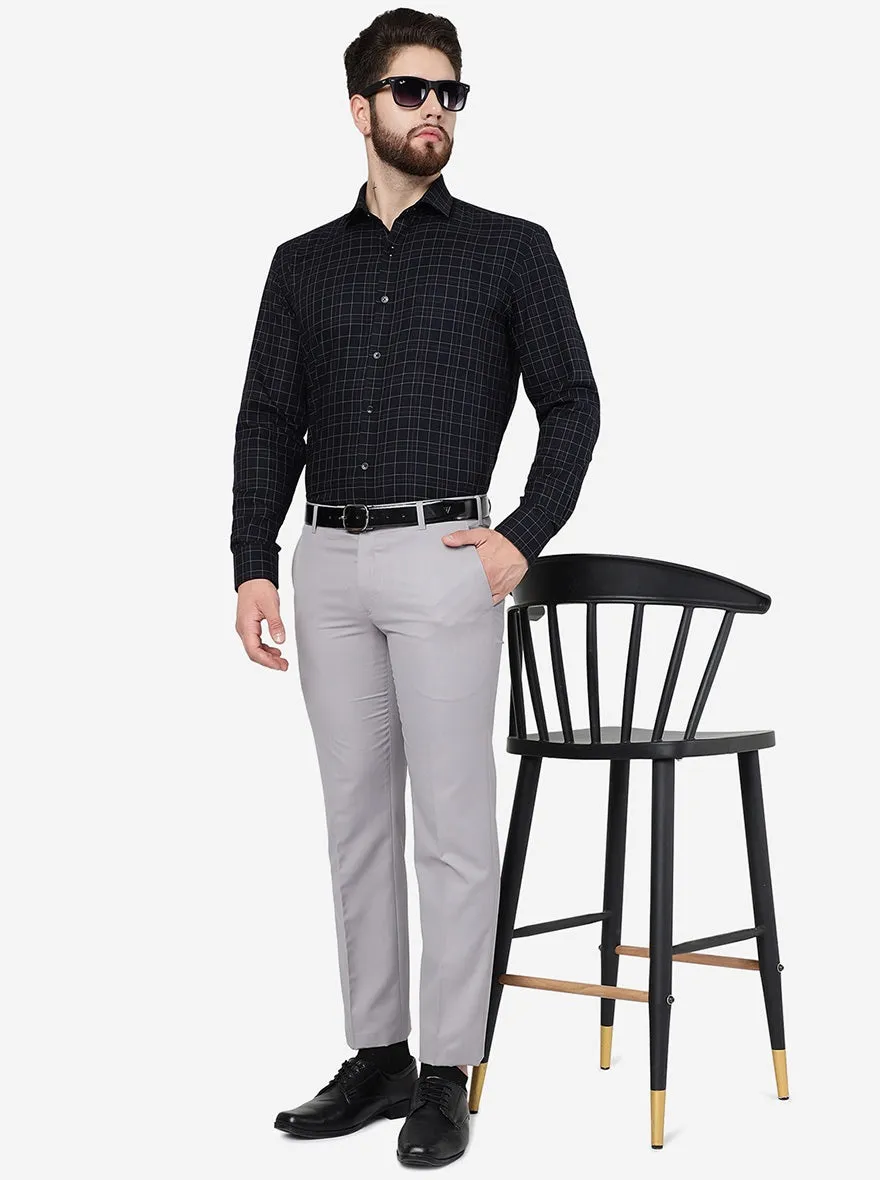 Black Checked Regular Fit Formal Shirt | JadeBlue