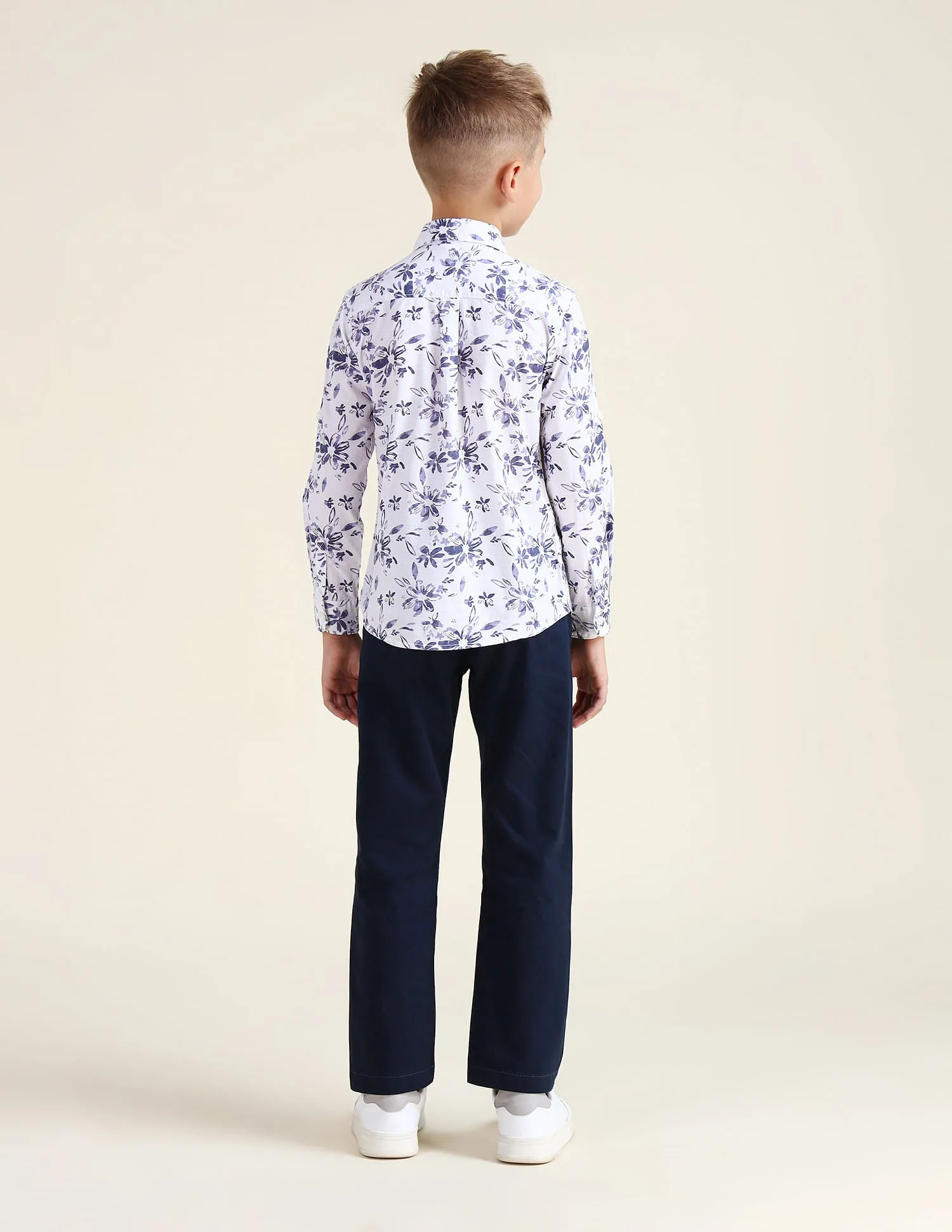 Boys Floral Print Cotton Shirt