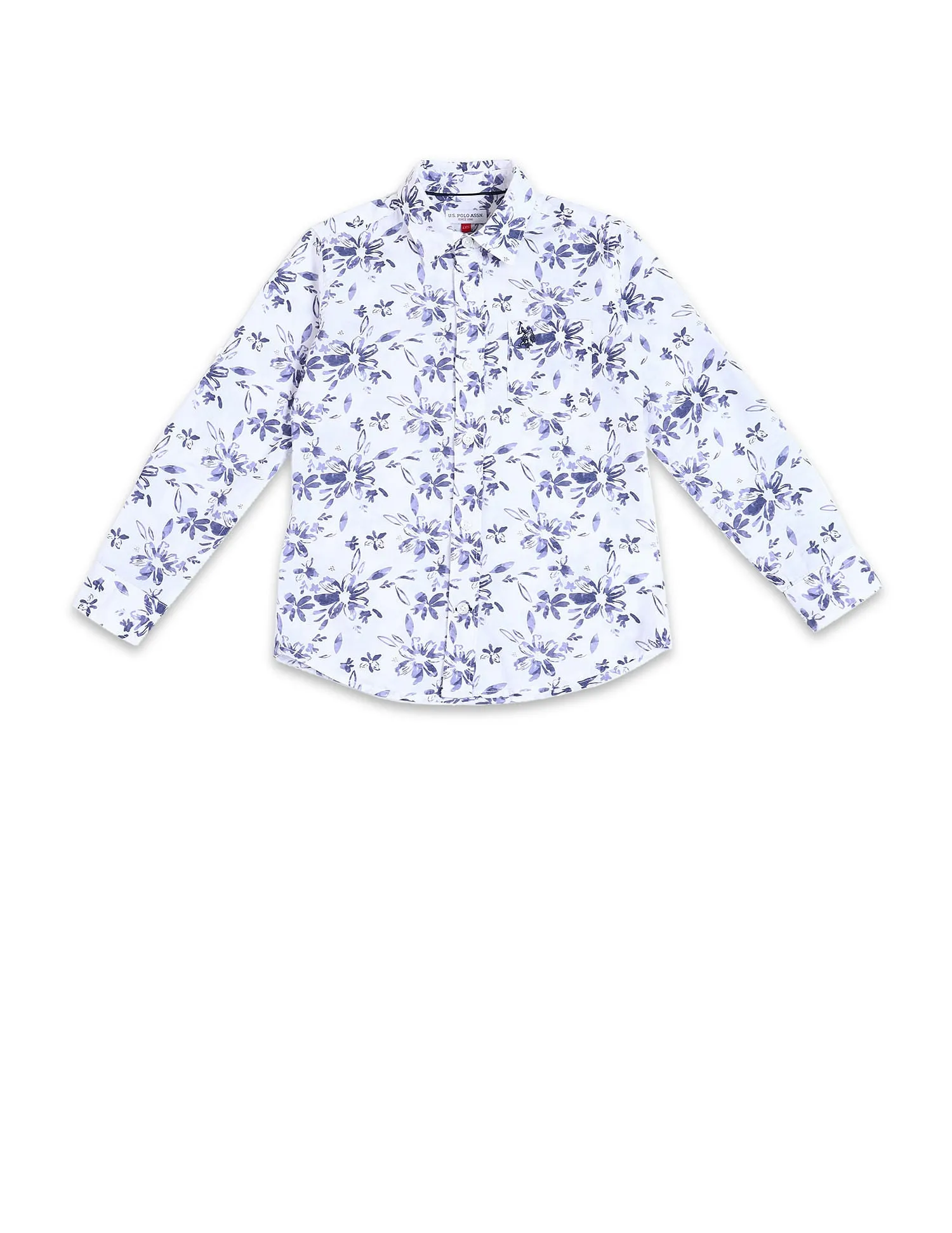 Boys Floral Print Cotton Shirt