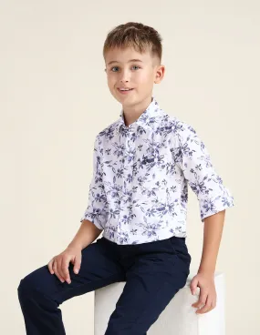 Boys Floral Print Cotton Shirt