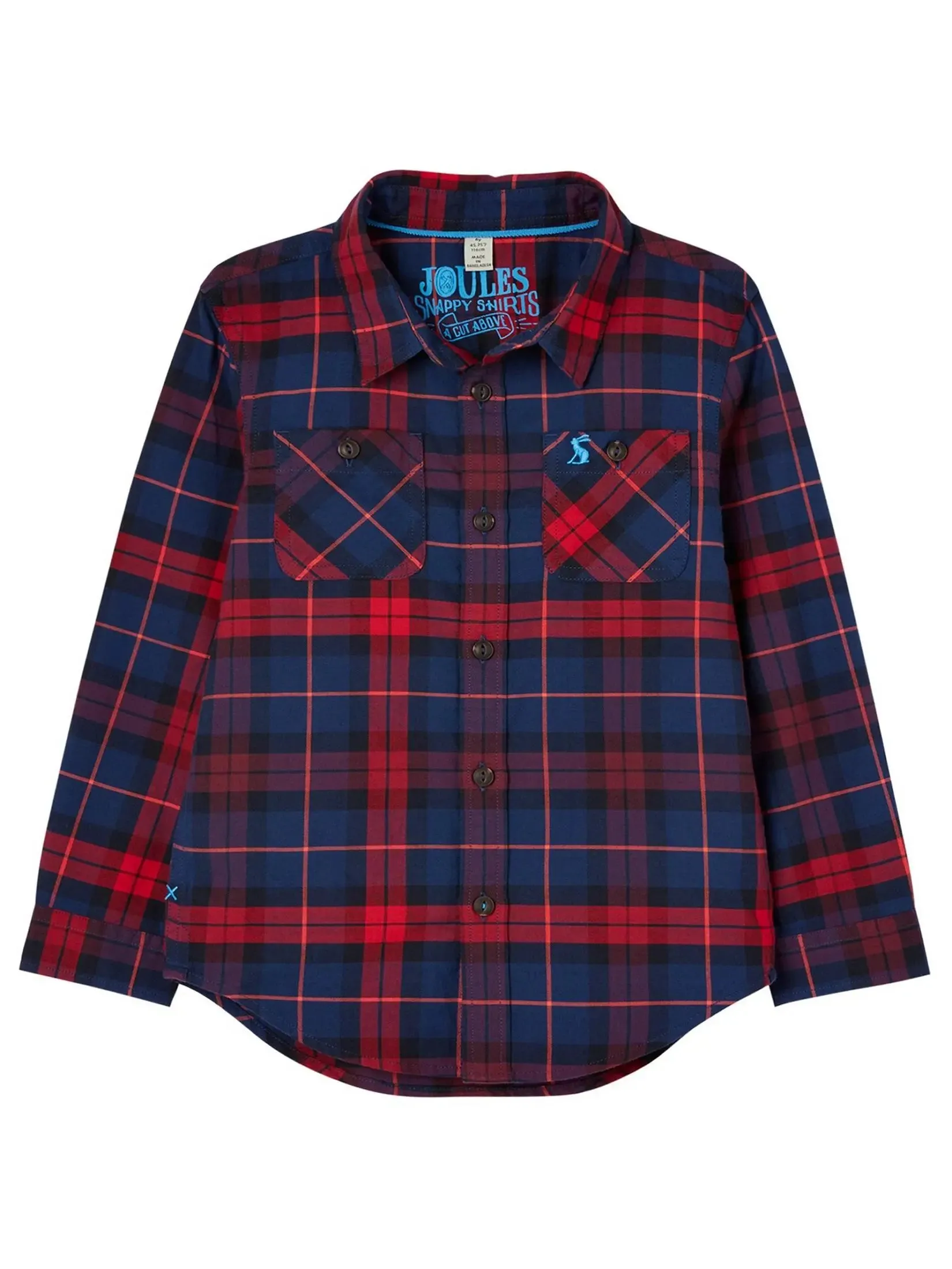 Boys Hamish Long Sleeved Check Shirt - Red | Joules