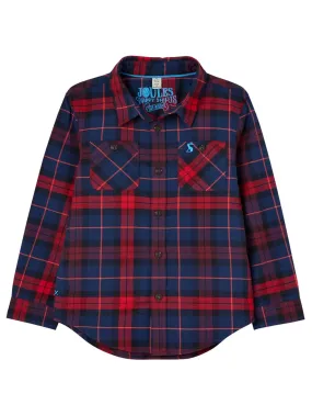 Boys Hamish Long Sleeved Check Shirt - Red | Joules