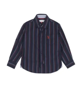 Boys Vertical Stripe Oxford Weave Shirt