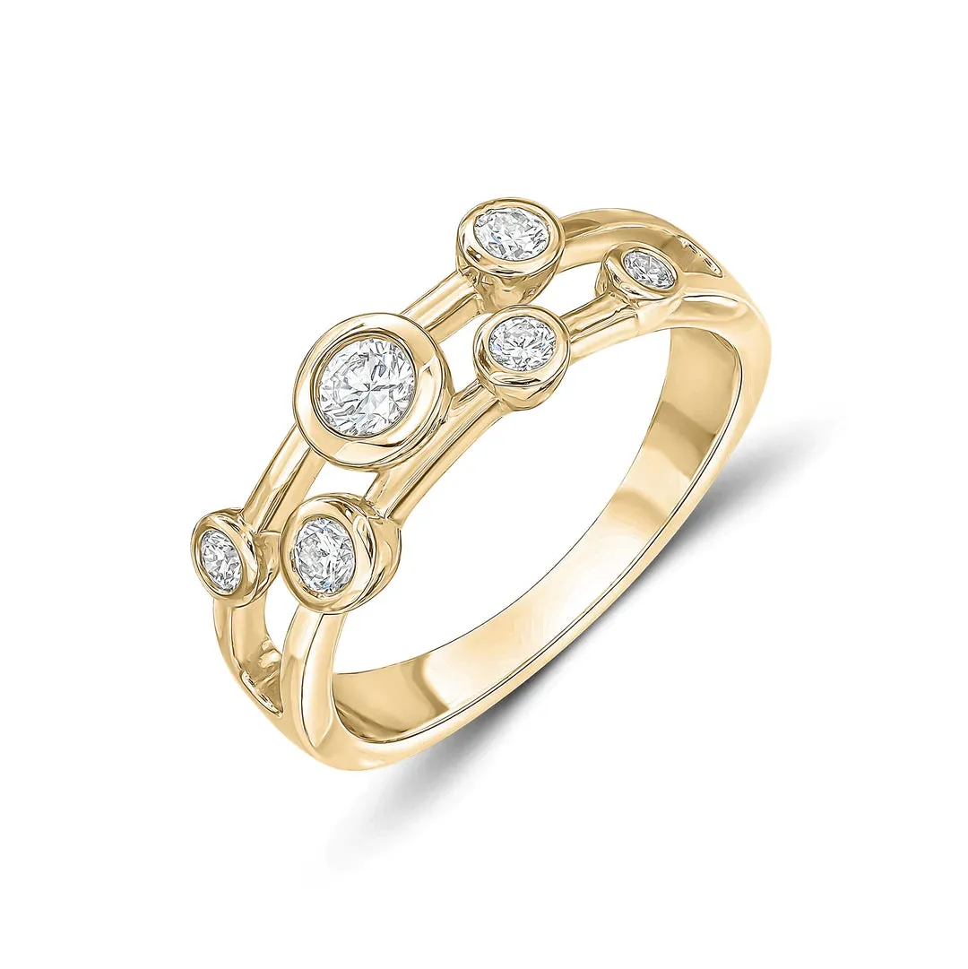 Bubble Design Diamond Two Row Half Eternity Ring