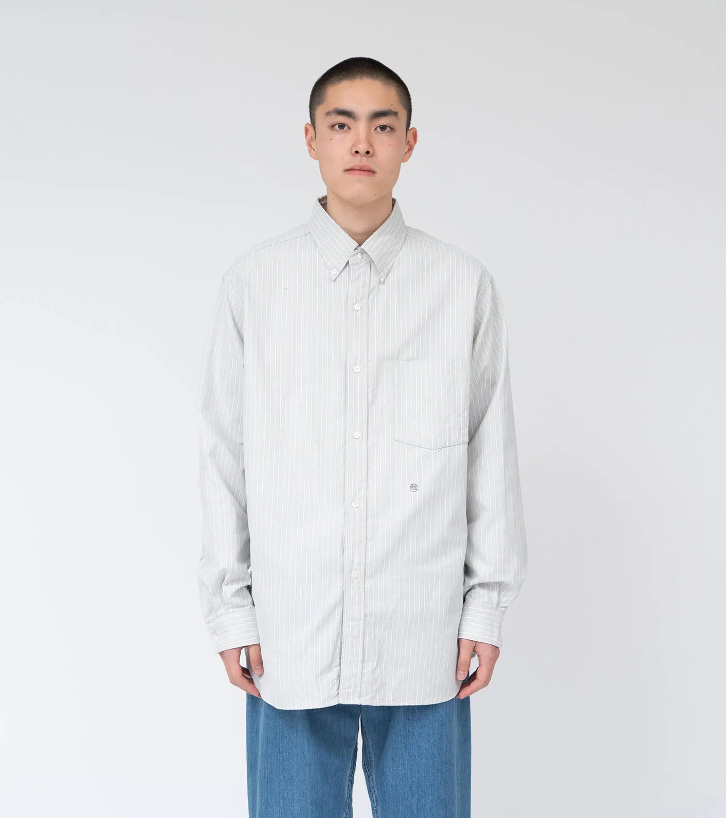 Button Down Stripe Wind Shirt