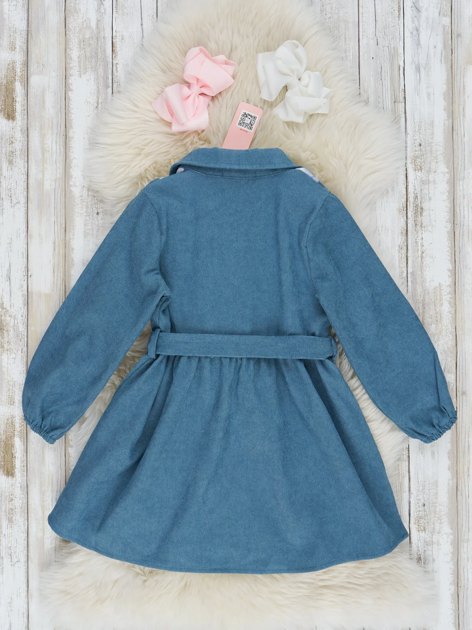 Chambray Plaid Corduroy Dress