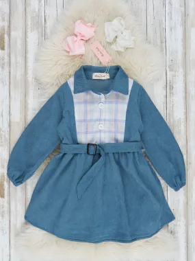 Chambray Plaid Corduroy Dress