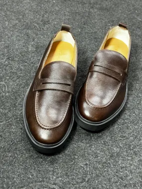 CHOCOLATE BROWN PURE LEATHER PENNY LOAFER