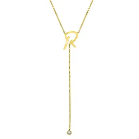 Custom Signature Initial Lariat Without Diamonds