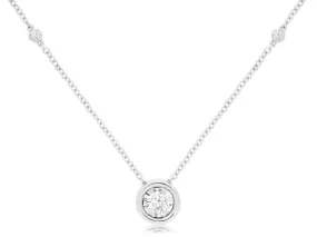 Diamond Bezel Set White Gold Necklace