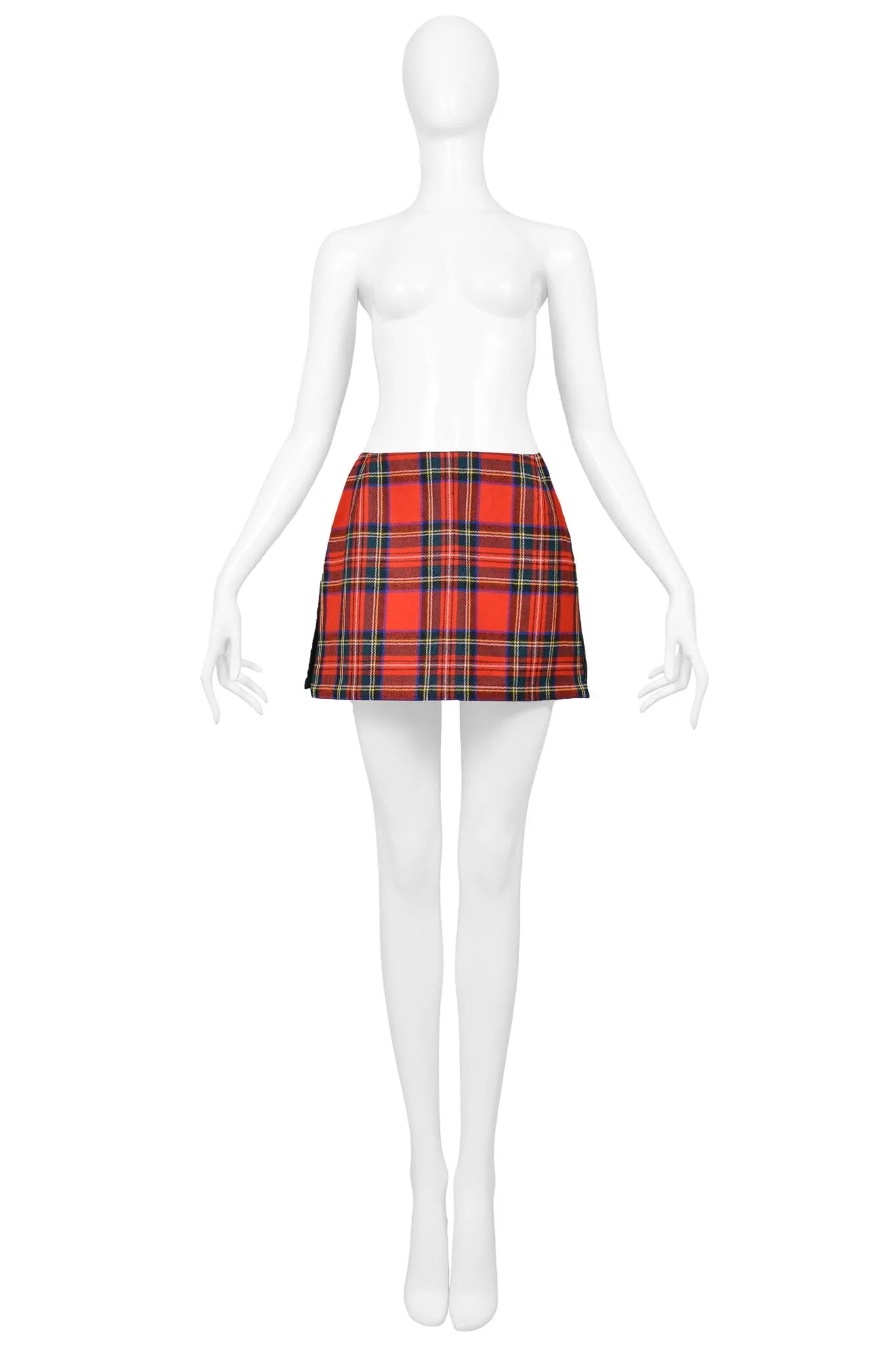 DOLCE & GABBANA RED PLAID & PATCHWORK SKIRT 1999