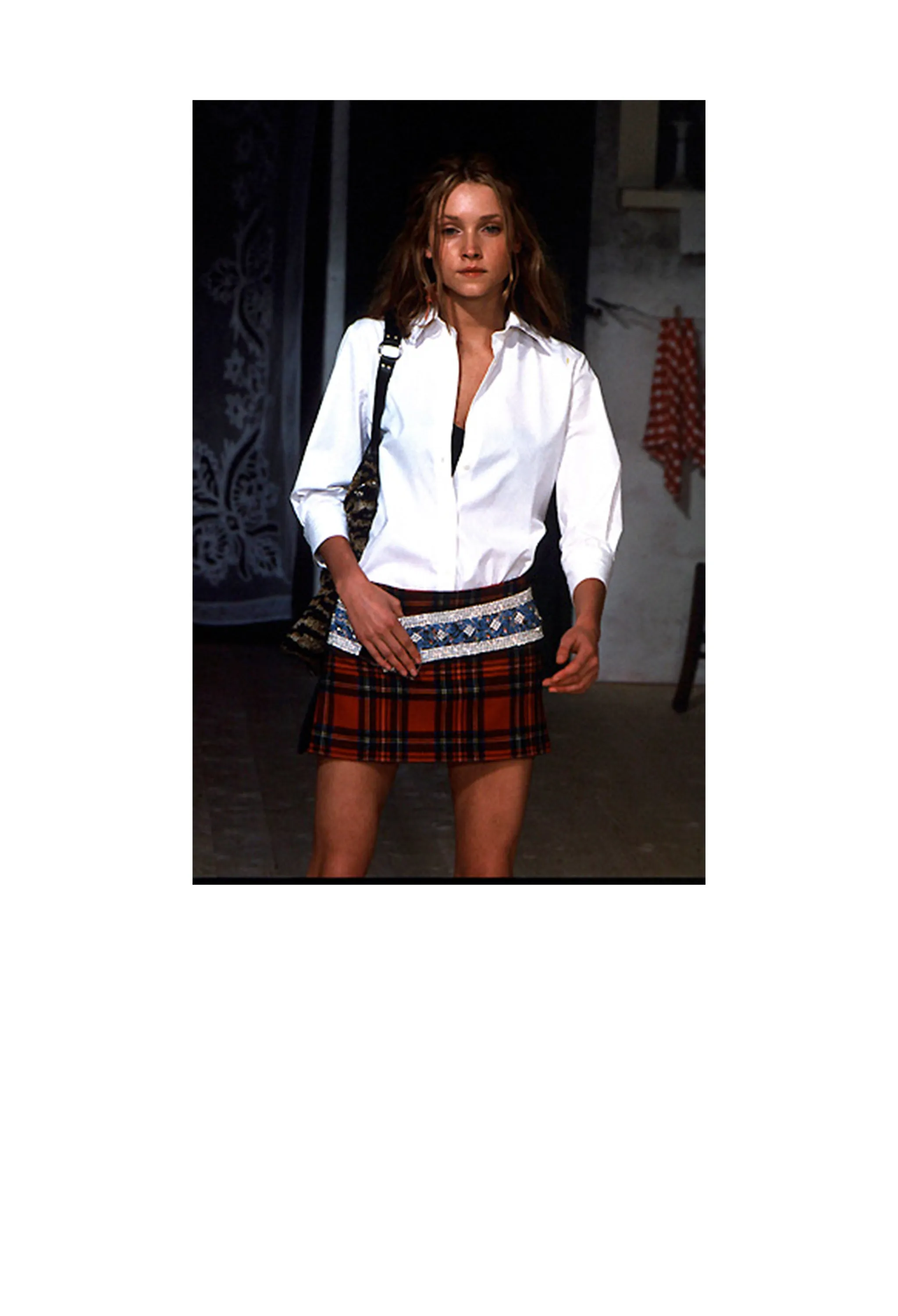 DOLCE & GABBANA RED PLAID & PATCHWORK SKIRT 1999