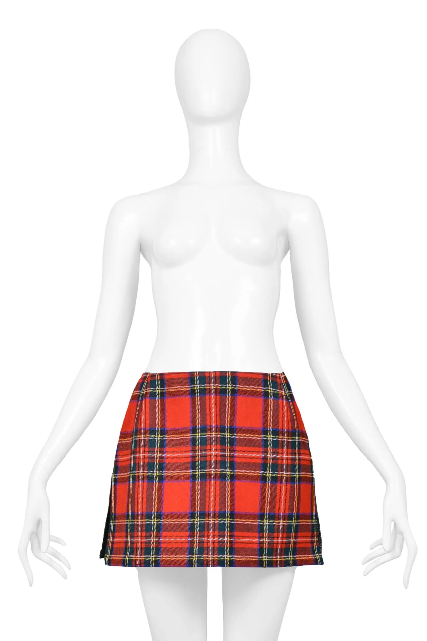 DOLCE & GABBANA RED PLAID & PATCHWORK SKIRT 1999