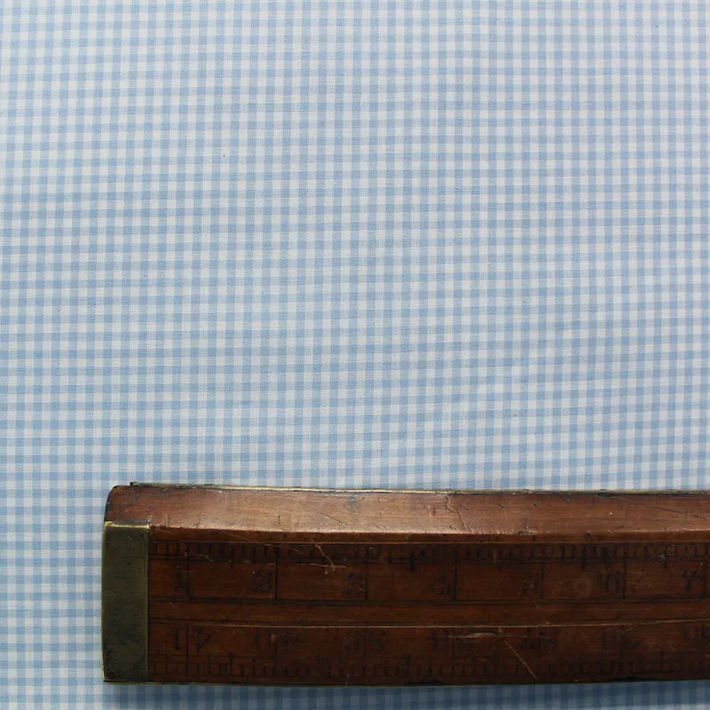 Dressmaking Cotton - Mini Gingham - Pale Blue and White