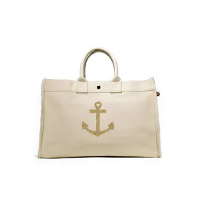 East West Bag: Natural with Gold Anchor