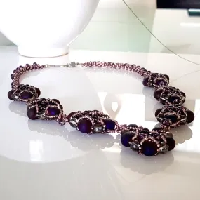 Evening Wonder - Purple Agate Gemstone Beaded Necklace | KJ-330N Handmade Necklace