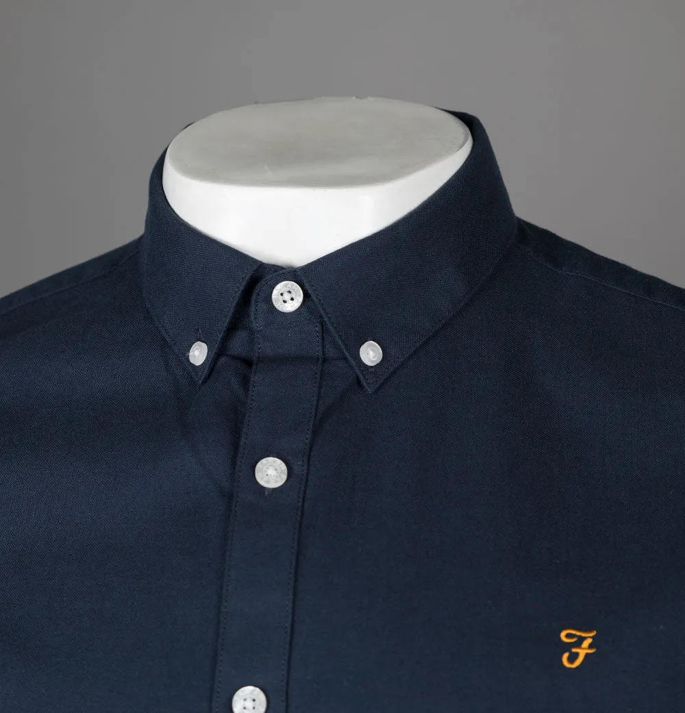 Farah Brewer Slim Fit S/S Oxford Shirt Navy