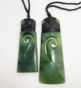 Genuine NZ Greenstone Toki with Inner Koru Necklace