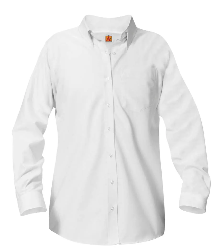 Girls Long Sleeve Oxford Blouse - White