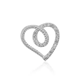 Half Hammered and CZ Swirl Heart Charm