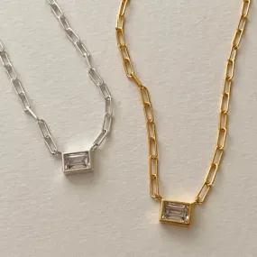 Hazel Geometry Rectangle Silver Necklace