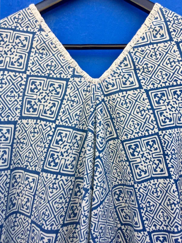 Indigo Print Kaftan Dress