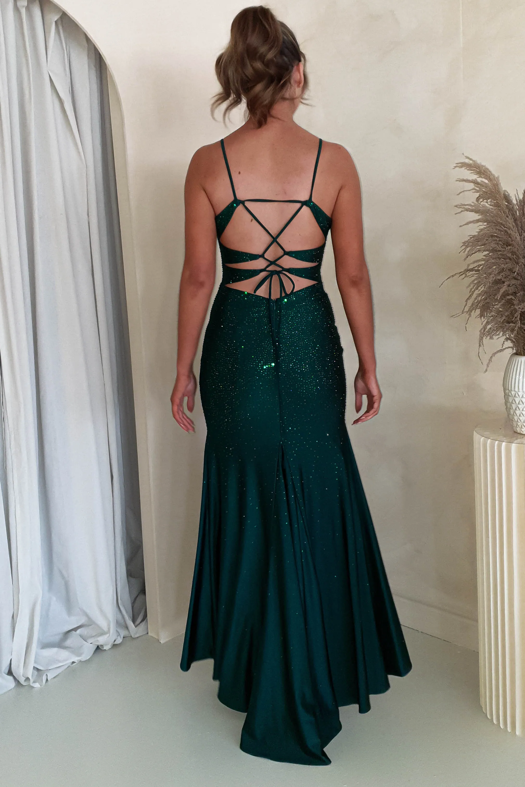 Jennifer Diamante Bodycon Gown | Dark Green