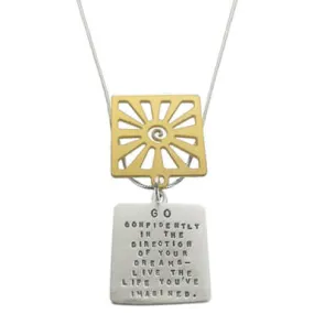 Kathy Bransfield Go Confidently Thoreau Quote Necklace