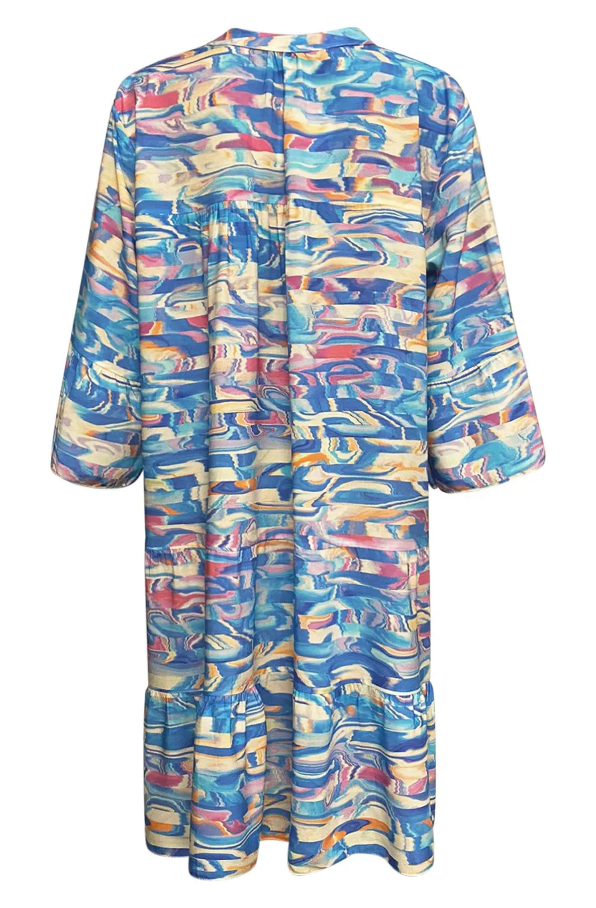 Kira Oversized Abstract Marble Tunic Dress-Blue