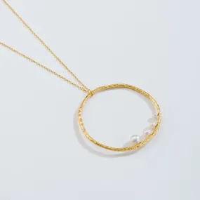 Large branch hoop with pearls - sparkling necklace - silver 925 - gold plated