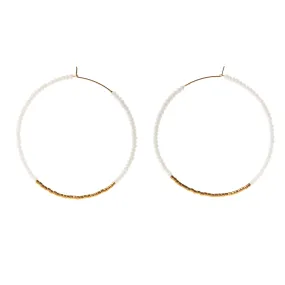 Large Hoop Earrings - WHITE/GOLD