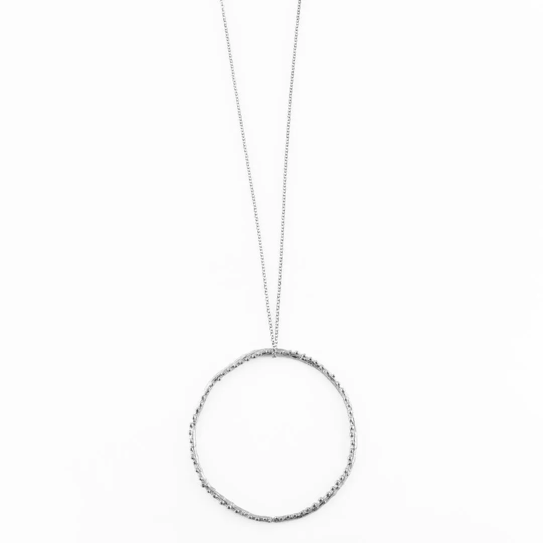 Large twig hoop with dewdrops - sparkling necklace - silver 925