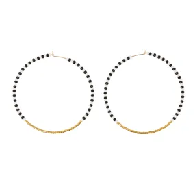 Large Zebra Hoop Earrings - BLACK/WHITE/GOLD