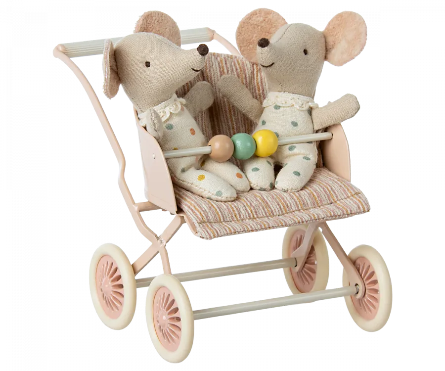 Maileg | Baby Mouse Stroller in Rose