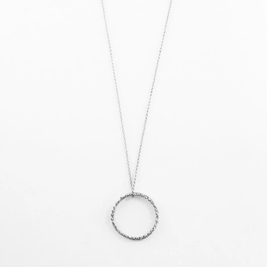 Medium twig hoop with dewdrops - sparkling necklace - silver 925