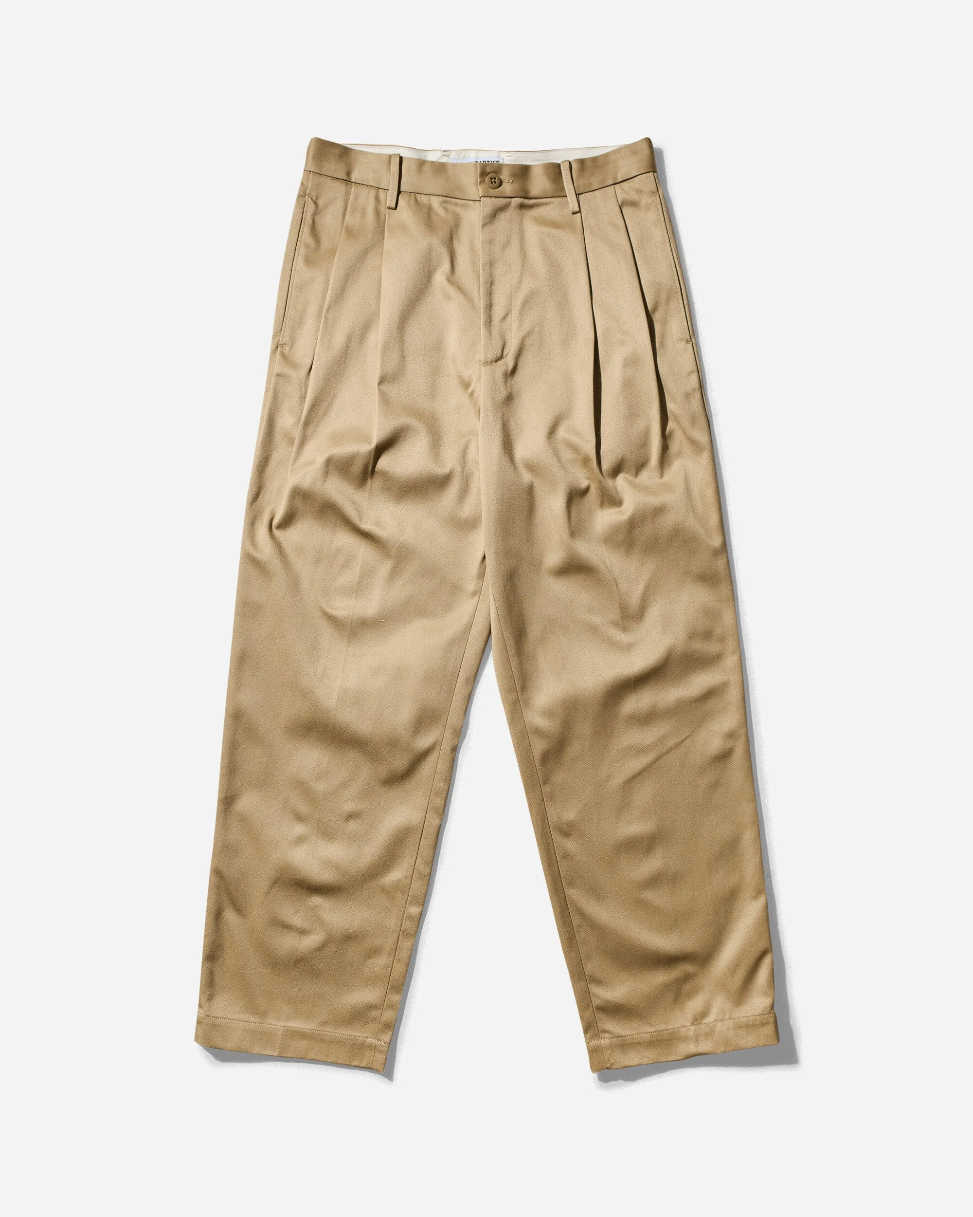 Men's Double Pleated Chino Trousers Beige