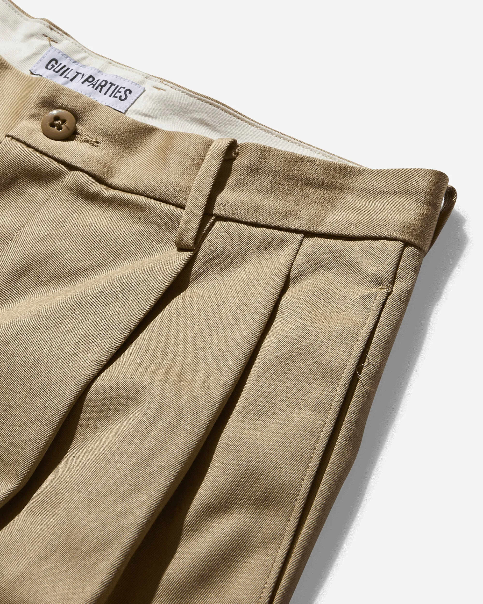 Men's Double Pleated Chino Trousers Beige