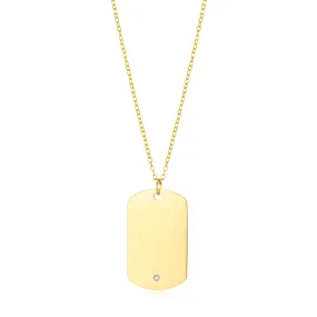 Men's Gold Plated Steel Dog Tag Necklace Created with Zircondia® Crystals