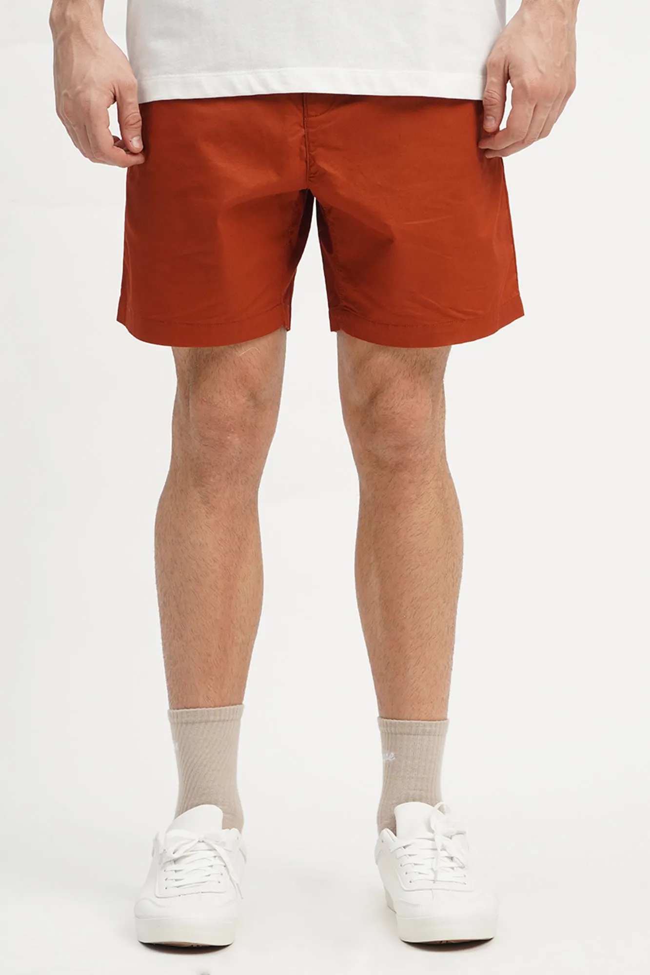 Modern Chino Shorts With Snap Button And Elasticated Waistband