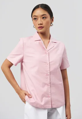 Notch Collar Short Sleeve Blouse