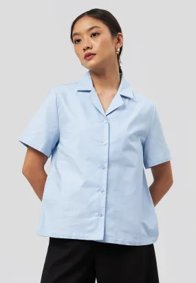 Notch Collar Short Sleeve Blouse